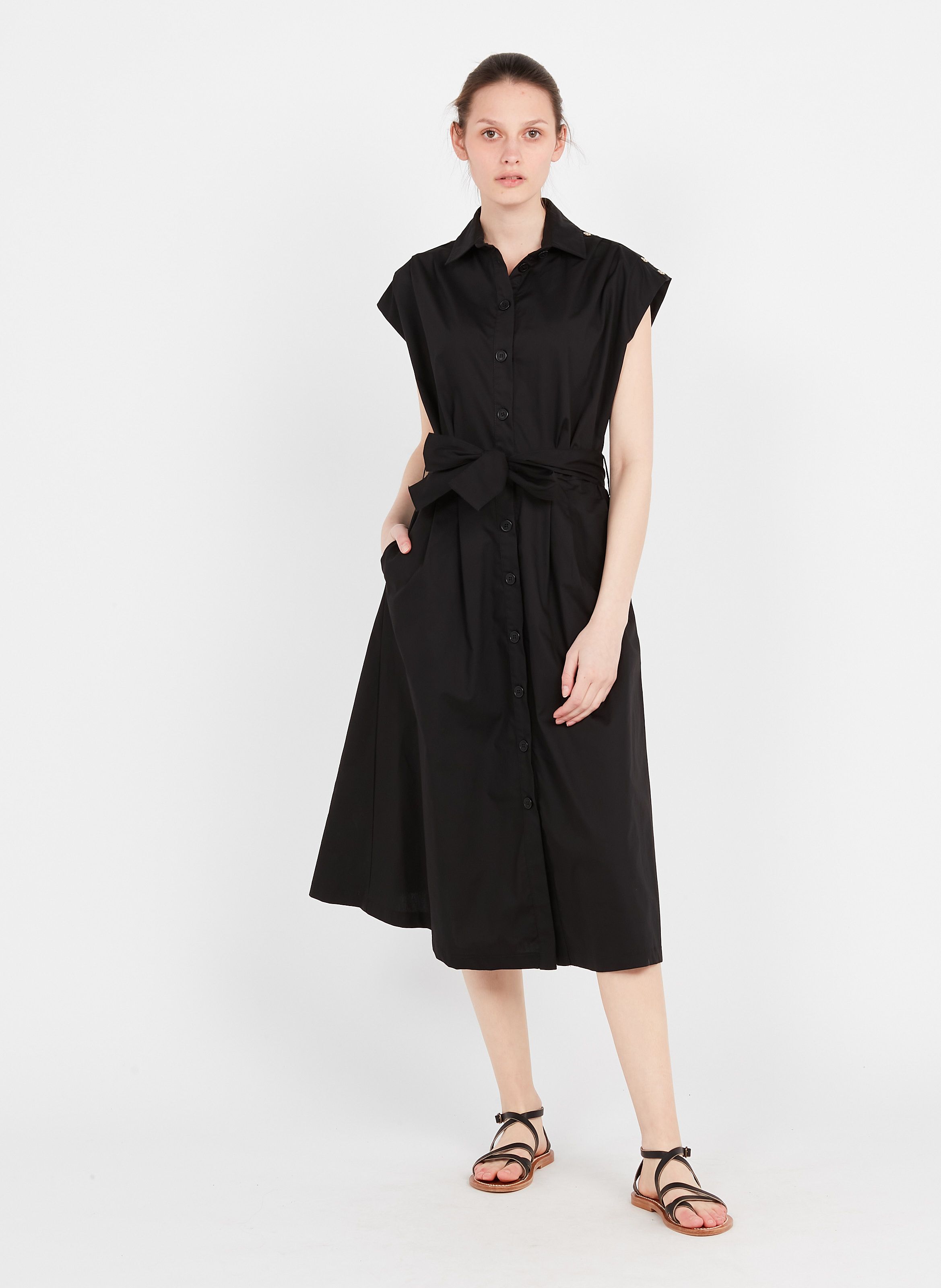 Cotton Midi Dress Black Liu Jo - Women ...